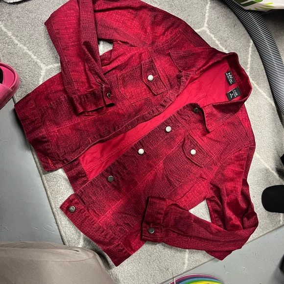 Vintage NY and Co Red Denim Snakeskin Jacket - Picture 3 of 6